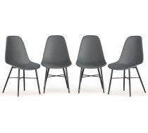 URBNLIVING 4-Piece Scandinavian Dining Chair Set - Ergonomic ABS Bucket Seats with Powder Coated Metal Legs, Floor Protection Caps & Modern Minimalist Design for Kitchen, Office or