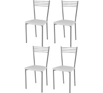 t m c s Tommychairs - Set of 4 Elena Modern Chairs for Kitchen and Dining Room, Robust Frame Made of Chrome-Plated Steel, Padded Seat Covered with Faux Leather in White