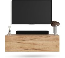 Planetmöbel TV skapītis, TV statīvs, 100 cm garš, TV panelis, piekarināms vai stāvams, TV skapītis viesistabai, TV mēbeles, 37,8 x 100 x 32,5 cm, zelta ozols