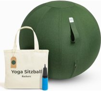 Ergonomisks biroja krēsls ar bumbu, 55 cm, ergonomiskas sēžamvietas mēbeles birojam un mājas birojam, izturīgs audums, vingrošanas bumba, fitnesa bumba, krēsls ar bumbu un bumbu spilvenu, mazgājams lina pārklājs, olīvu krāsā