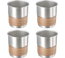 4 nerūsējošā tērauda krūzes, 300 ml nerūsējošā tērauda krūze ar koka apvalku, saliekamā dzēriena krūze, nerūsējošā tērauda kempinga krūze, metāla krūze ir aukstuma un karstuma izturīga, bez roktura alus dzeršanai