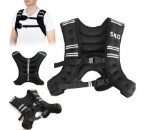 KOMFOTTEU Svara veste 5–15 kg, neoprēna treniņu veste, regulējama fitnesa veste, skriešanas veste ar atstarojošām strīpām, svara veste spēka treniņiem, krusttreniņiem, melna
