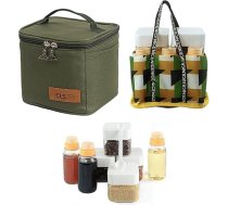 Kempinga garšvielu trauku komplekts 7 gab. Pārnēsājams āra garšvielu komplekts ar 4 x 180 ml un 3 x 115 ml PET pudelēm, necaurlaidīgs, piemērots pārgājieniem, pārgājieniem, kempingam Aemygreen