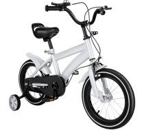 14 collu bērnu velosipēds Regulējams bērnu velosipēds ar stabilizatoriem 3–6 gadu vecumam Oglekļa tērauda velosipēds Zēniem Meitenēm Velosipēds Divkāršā bremžu sistēma Balts
