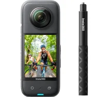 Insta360 X3 Selfie Stick Kit - ūdensizturīga 360° darbības kamera ar 1/2 collas 48 MP sensoriem, 5,7K 360° Active HDR video, 72 MP 360° foto, 4K vienobjektīvs, 60 fps Me režīms, stabilizācija, 2,3 collas ekrāns