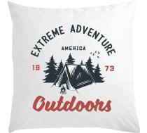Extreme Adventure America Outdoors 1973 40 x 40 cm pildīts spilvens, balts