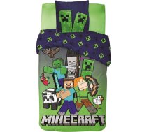 Minecraft gultasveļa 135 x 200 cm - divpusējs segas pārvalks ar spilvendrānu 80 x 80 cm - oficiālais Creeper motīvs - bērnu kokvilnas maisījuma gultasveļa - dāvana zēniem un meitenēm