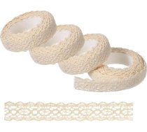 4 ruļļi pašlīmējošas mežģīnes balta - Vintage dekoratīvā mežģīņu lenta kāzām, dāvanu iesaiņošanai, scrapbooking, karšu veidošanai, DIY projektiem un dekorēšanai