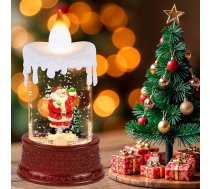 Sniega globusa laterna, Santa Claus Glitter laterna, sniega globusa gaismas, Ziemassvētku vecīša skatuves nedegoša sveces Ziemassvētku laterna Ziemassvētku centra galda dekorēšanai (sveces forma)