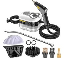 Tvaika tīrītājs, 2500 W rokas tvaika tīrītājs, 1200 ml, pārnēsājams augstspiediena tvaika tīrītājs ar 3 birstes galviņām, 6 regulējamiem ātrumiem grīdām, virtuvei, logiem, vannas istabām, automašīnām
