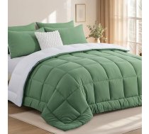 Vienvietīga sega 10.5 Tog Comforter Visu sezonu luksusa viesnīcas kvalitātes atgriezeniska, mājīga un silta 135x200cm Sage Green & White