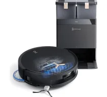 ECOVACS Deebot T50 Max Pro Omni Gen2 robotizētais putekļsūcējs ar tīrīšanas funkciju, 18 500 Pa, ZeroTangle 2.0, dziļa paklāju tīrīšana, pagarināmā sānu birste un mopēšanas modulis (T50 MAX GEN2 Black)