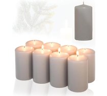 Candelo 8 sveču komplekts Ziemassvētku atmosfēras svecēm - pelēks - 5,8 cm x 12 cm - Adventes sveces Ziemassvētku dekorēšanai - Ziemassvētku sveces Adventes vainagam