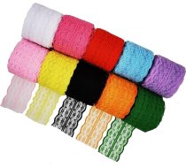 Daudzkrāsaina mežģīņu lenta, 10 gabaliņu iepakojums, dažādu krāsu, ziedu raksts, audums, mežģīņu lenta, šūšana, DIY, scrapbooking, kāzas, svinības, dāvanu kastīte, Ziemassvētku rotājumi, 10 m x 45 mm