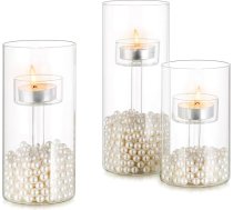3 caurspīdīgu tējas lampu turētāju komplekts, radošs tējas lampas turētājs, stikla tējas lampas turētājs, stikls mājas dekorēšanai, kāzām, ballīšu dekorēšanai, galda dekorēšanai, piemērots