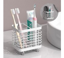 Luxspire zobu birstes turētājs, nerūsējošā tērauda elektriskās zobu birstes turētājs, sienas zobu birstes turētājs bez urbšanas, ar drenāžas atverēm zobu pastas organizatoram vannas istabā, zobu birstes galviņas turētājs, balts