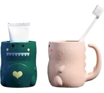 2 iepakojuma zobu birstes turētājs Tumbler vannas istabai Dinozaurs Izturīgs plastmasas trauks zēniem un meitenēm Ikdienas lietošanai