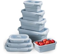 SUNOYA 4 salokāmu pusdienu kārbu komplekts, salokāmi pārtikas uzglabāšanas trauki, 350/550/800/1200 ml, droši mazgājami trauku mazgājamā mašīnā, salokāmi trauki ar silikona vāciņiem mikroviļņu krāsnij, saldētavā (zili)