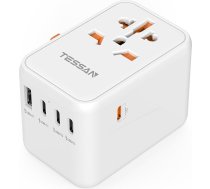 TESSAN ceļojuma adapteris visā pasaulē, 65 W lādētājs, TESSAN universālā ceļojuma kontaktdakša ar 1 USB, 3 USB C un 1 PD Quick Charge, starptautiskais kontaktligzdas adapteris Vācijai, ASV, Anglijai, Taizemes adapteris