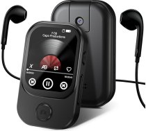 64 GB MP3 atskaņotājs Bluetooth 5.4 ar 180° atvāžamu kameru, RWSRW Mini mūzikas atskaņotājs HD skaļrunis FM radio fotoalbums Ideāls Hi-Fi skaņas e-grāmatu lasītājs, sporta soļu skaitītājs (melns)