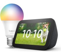 Echo Show 5 (3. Generācija) | Antracīts + Tapo L530EA Smart Bulb (E27), Funktionert mit Alexa - Smart Home-Einsteigerpaket