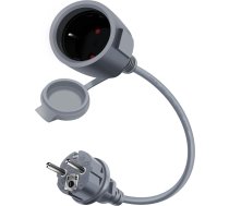 Schuko pagarinātājs īss balts 16 A / 250 V Schuko pagarinātājs īss aizsargkontaktu pagarinātājs, IP44 kabelis lietošanai ārpus telpām vai telpās, mājās, birojā (pelēks, 1 m)