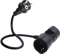 Īss Schuko dubultā kontaktdakša kabelis, 2-1 īss Schuko pagarinātājs, āra pagarinātājs ar kontaktdakšu, 3 x 1,5 mm², 16 A, 250 V, IP44, Home T (SchwarzDirekt, 0.5)