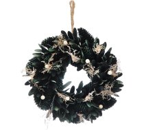 Festive Productions 30 cm ziemas Ziemassvētku vainags ar zaļiem čiekuriem, baltām ogām un sezonālām lapām - elegants svētku rotājums durvīm