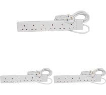 PRO ELEC PELB1526 6 pieslēgvietu pagarinātājs, balts, 2 m (3 gabali)