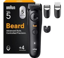 Braun BT5520 Series 5 elektriskais bārdas trimmeris vīriešiem ar 4 piederumiem, īpaši asiem asmeņiem, 120 min. akumulatora darbības laiks, bezvadu bārdas skuveklis, 40 garumu, ūdensizturīgs, melns