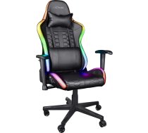 Trust Gaming GXT 716 Rizza Gaming krēsls ar RGB LED apgaismojumu, 350 krāsas un efekti, regulējams augstums, regulējami roku balsti, rotācija uz visām pusēm, ergonomisks biroja krēsls, spēlētāju krēsls - melns