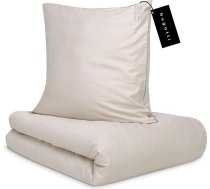 bugatti Gultas veļa 155 x 220 cm - 100% kokvilna, Zip, mīksta, mīksta un mazgājama, satīna gultasveļa, smilškrāsas, zila, bēšaina, gluda