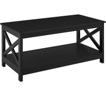 Yaheetech kafijas galdiņš ar X-veida rāmi, dīvāna galdiņš ar daudz vietas glabāšanai, kafijas galdiņš ar plauktu, sānu galds, 100 cm garums × 50 cm platums × 45 cm augstums, melns