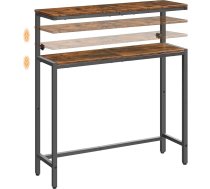 HOOBRO EBF96XG01 2-līmeņu konsoles galds Regulējams augstums (80-100 cm) Priekšnama galds Industriālā stila dīvāna galds Sānu galds mazām telpām Priekšnama viesistaba Vintage brūns un melns