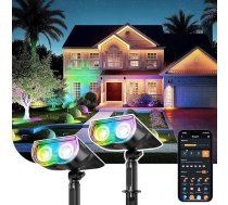Linkind Smart RGB saules gaismas - lietotnes vadība un mūzikas sinhronizācija, 16 miljoni krāsu, MPPT tehnoloģija, IP67 ūdensnecaurlaidīgs, krāsains dārza prožektors dārzam, terasei, ballītei, 2 gab. iepakojumā