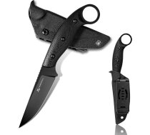 Āra nazis izdzīvošanas Full Tang izgatavots no 10 tērauda G10 oglekļa šķiedras rokturis Kydex maksts EDC nazis piemērots brīvdabas pārgājieniem kempinga nazis (Black PVD Blade)