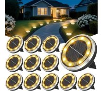 ZAIYW 12 Stück Solar Bodenleuchten Außen, Wasserdicht Gartenleuchten Solarlampen Scheiben Landschaftsbe Leuchtung für Weg, Hof, Rasen, Gehweg, Terrasse Dekoration (Warmweiß)