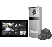 EZVIZ 4K durvju domofons ar durvju atvērēju un 8 collu skārienjūtīgo ekrānu, 2 vadu kopne, metāla durvju zvans ar kameru, NFC/APP/karti/paroli/atbloķēšanu ar paroli, krāsaina nakts redzamība, ūdensizturīgs, divu joslu WiFi, TP9