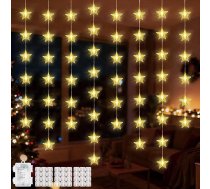 Lewondr 40 LED Ziemassvētku aizkaru pasaku gaisma, 6 gabaliņu karājas pasaku gaismas ar 6H taimeri un 8 režīmiem, kas darbojas ar akumulatoru, pasaku gaismas Ziemassvētkiem, guļamistabai, kāzām, ballītei, iekštelpu dekorēšanai
