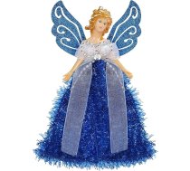 Belle Vous Ziemassvētku eņģelis eglītes galotnei – 20,5 x 8,2 cm, zils Ziemassvētku eņģelis no plastmasas – eņģelis eglītes galotnei, eglītes rotājums un svētku mājas dekors