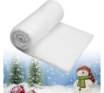 Dekoratīvs kokvilnas Ziemassvētku paklājs 240 x 80 cm ar sniega motīvu, Ziemassvētku mākslīgā sniega sega, mākslīgais sniegs rokdarbiem, Ziemassvētku ciemata dekorēšanai, eglīšu sega, ziemas motīvs