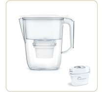 LITTLE BALANCE 8592 caurspīdīga filtrējošā karafe + 3 filtrējošās kasetnes, samazina mikroplastmasu, hloru, kaļķakmeni un citus piemaisījumus, 2,5 l, ļoti ātra caurplūde, plastmasa bez BPA, balta