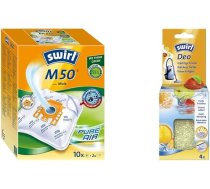 Swirl M 50 MicroPor Plus putekļu sūcēju maisiņi Miele putekļu sūcējiem, pretalerģiju filtrs, pastāvīgi augsta sūcējspēka nodrošināšana, 10 gabalu iepakojums, kurā ietilpst 2 filtri un dezodorējošas granulas ar augļu aromātu
