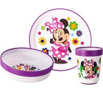 Minnie Mouse 3 gab. divkrāsu bērnu trauku komplekts: šķīvis, bļoda un krūze, bez BPA