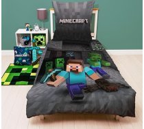 „Minecraft“ gultas veļas komplekts, 2 daļas – segas pārvalks 135 x 200 cm un spilvendrāna 80 x 80 cm ar rāvējslēdzēju – 3D rūdu motīvs ar apgriežamu pusi – mikrofibra, mazgājams veļas mašīnā un ātri žūstošs – Ökotex