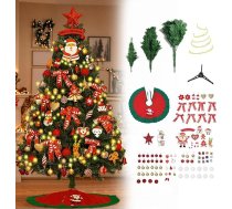 Mākslīgā Ziemassvētku eglīte, 180/150 cm, zaļa mākslīgā Ziemassvētku eglīte, PVC Ziemassvētku eglīte ar LED apgaismojumu, Ziemassvētku rotājumi, vēlējumu kartītes, Ziemassvētku eglītes apvalks dekorēšanai (150 cm)