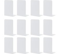 MSDADA metāla grāmatu turētāji, CD turētājs bērniem, dekoratīvs grāmatu turētājs skolai, mājām, birojam, bibliotēkai (balts, 6 gab.)