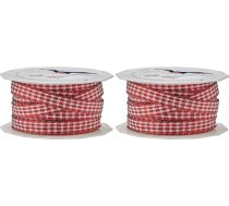 Dāvana – VICHY METALLIC dāvanu lenta – sarkana/balta – 20 m ruļļi, 10 mm platumā (2 gab. iepakojumā)