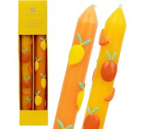 2 rokrakstā apgleznotas 3D citrusaugļu, citronu un apelsīnu sveces, ideāla dāvana dzimšanas dienai vai Mātes dienai, bez smaržas, degšanas ilgums 8 stundas, videi draudzīgas, vasaras galda dekorācija
