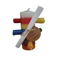 Kapu svece „Seven Work“ ar krāsainām sērkociņiem, 14 cm